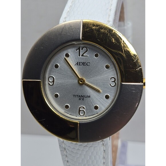 Vintage Adec By Citizen Titanium Two Tone Art Deco Quartz Watch New Battery